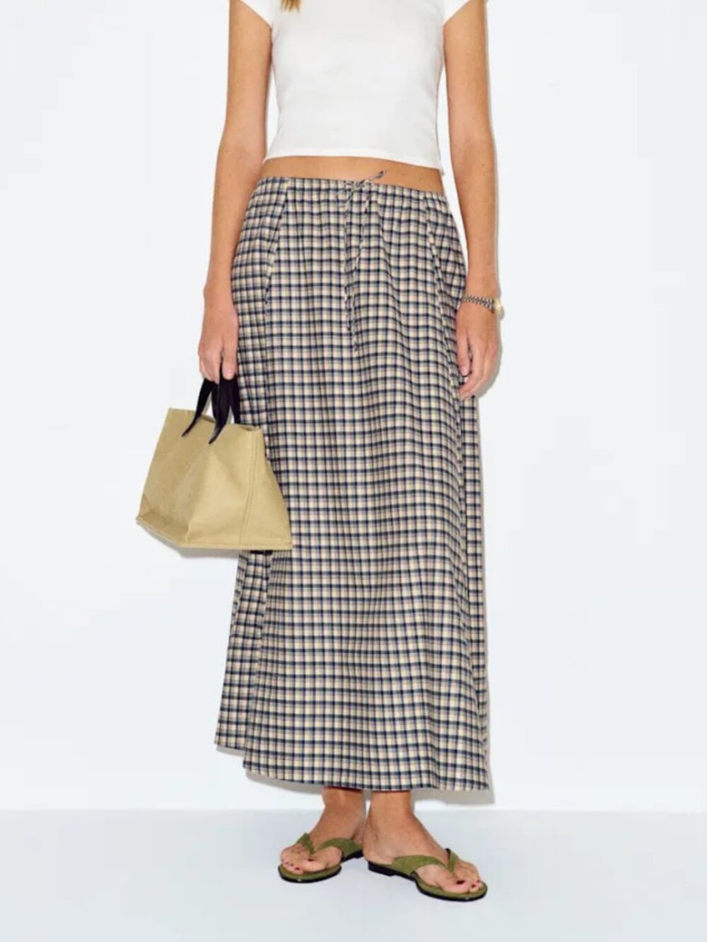 Reformation Petites Cleo Skirt Beacon Check A line midi skirt SP